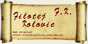 Filotej Kolović vizit kartica